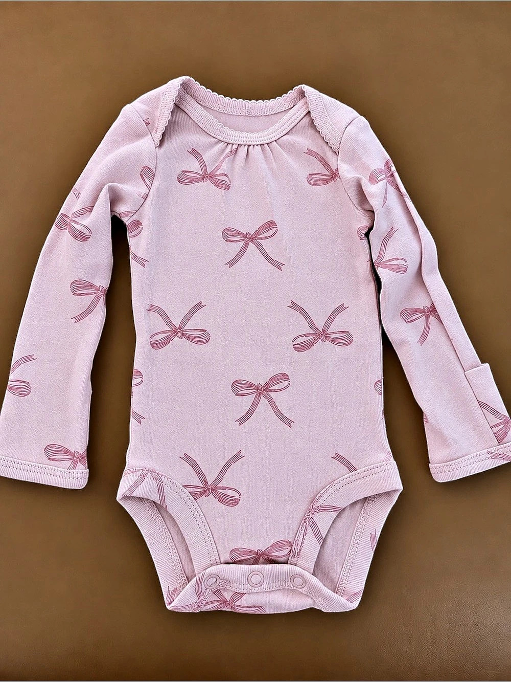 Carter's Pink Bow Print Baby Bodysuit Size 0M Like New